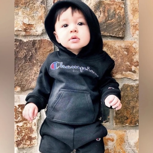 Champion NATURAL Boys' Essential Script Fleece Hoodie & Joggers,2 Pc Set， 4y Old - Picture 1 of 4